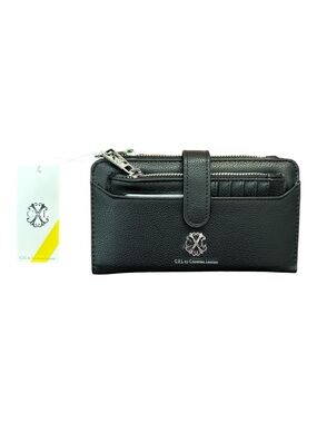 CXL by Christian Lacroix Bryce Pebble ID Fold Zipper Wallet Black NWT
